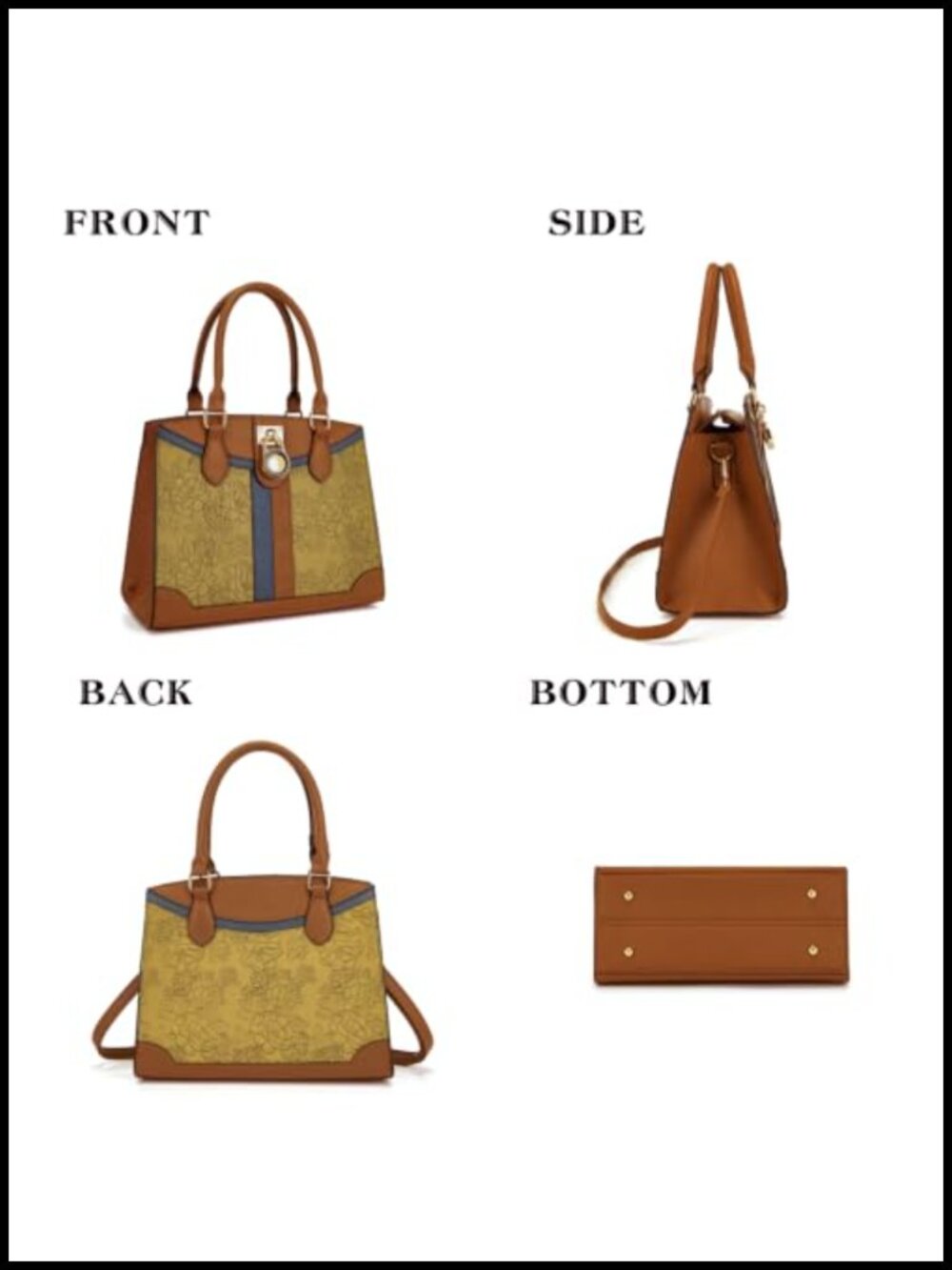 Luxe Tote Handbag Set with RFID Wallet Vegan Satchel Shoulder Bag Work Gift 2PC - Picture 3 of 5